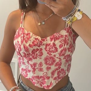 New pacsun pink floral corset top